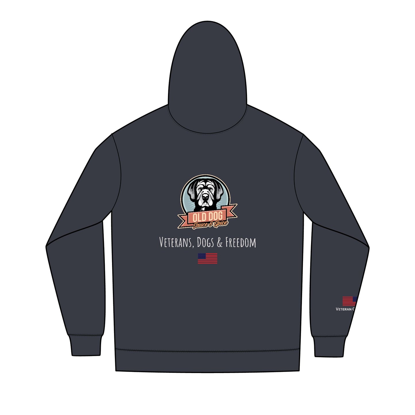 Men's Black Full-Zip Hoodie with Small Retro Logo — Re-Fleece™ Zip-Up