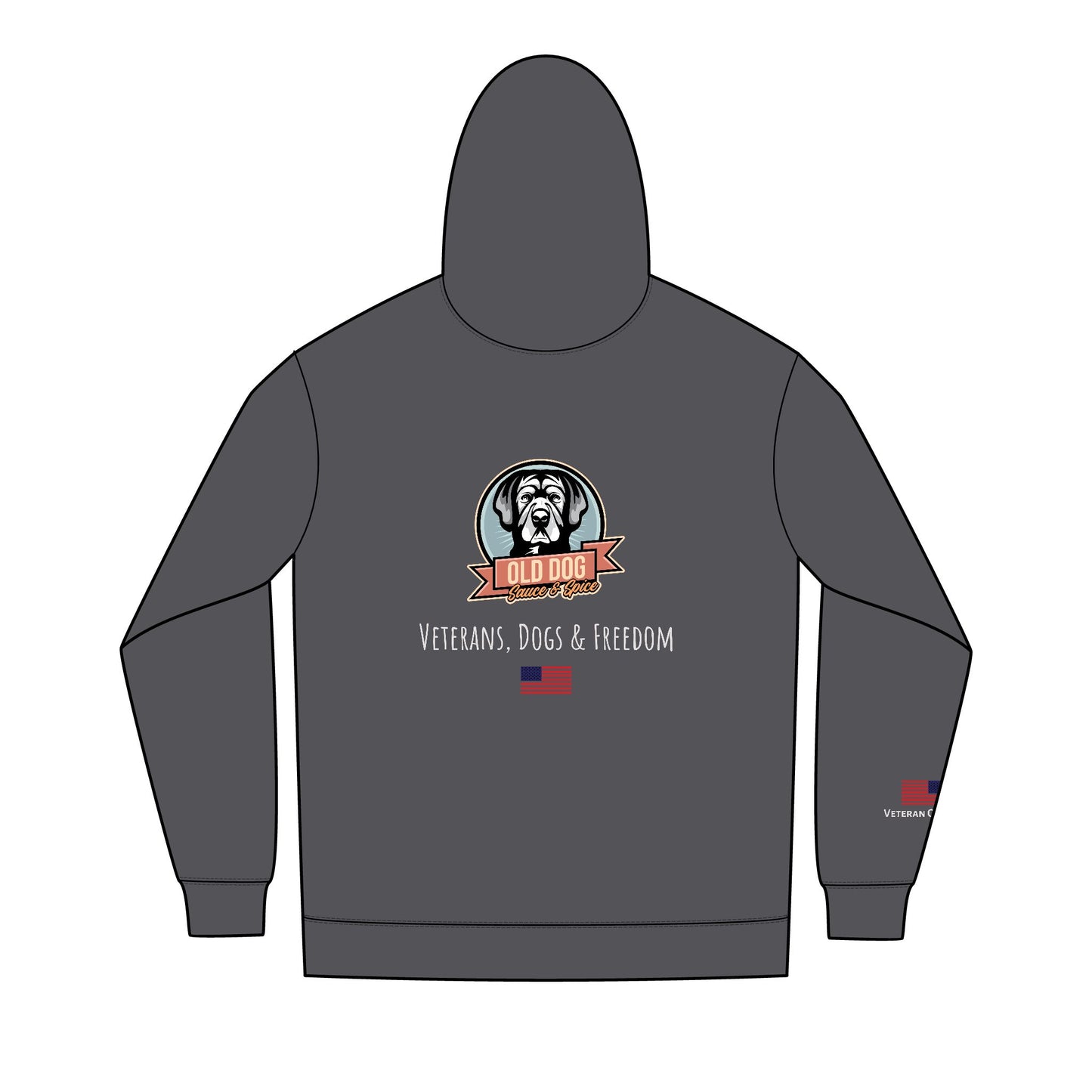 Men's Black Full-Zip Hoodie with Small Retro Logo — Re-Fleece™ Zip-Up