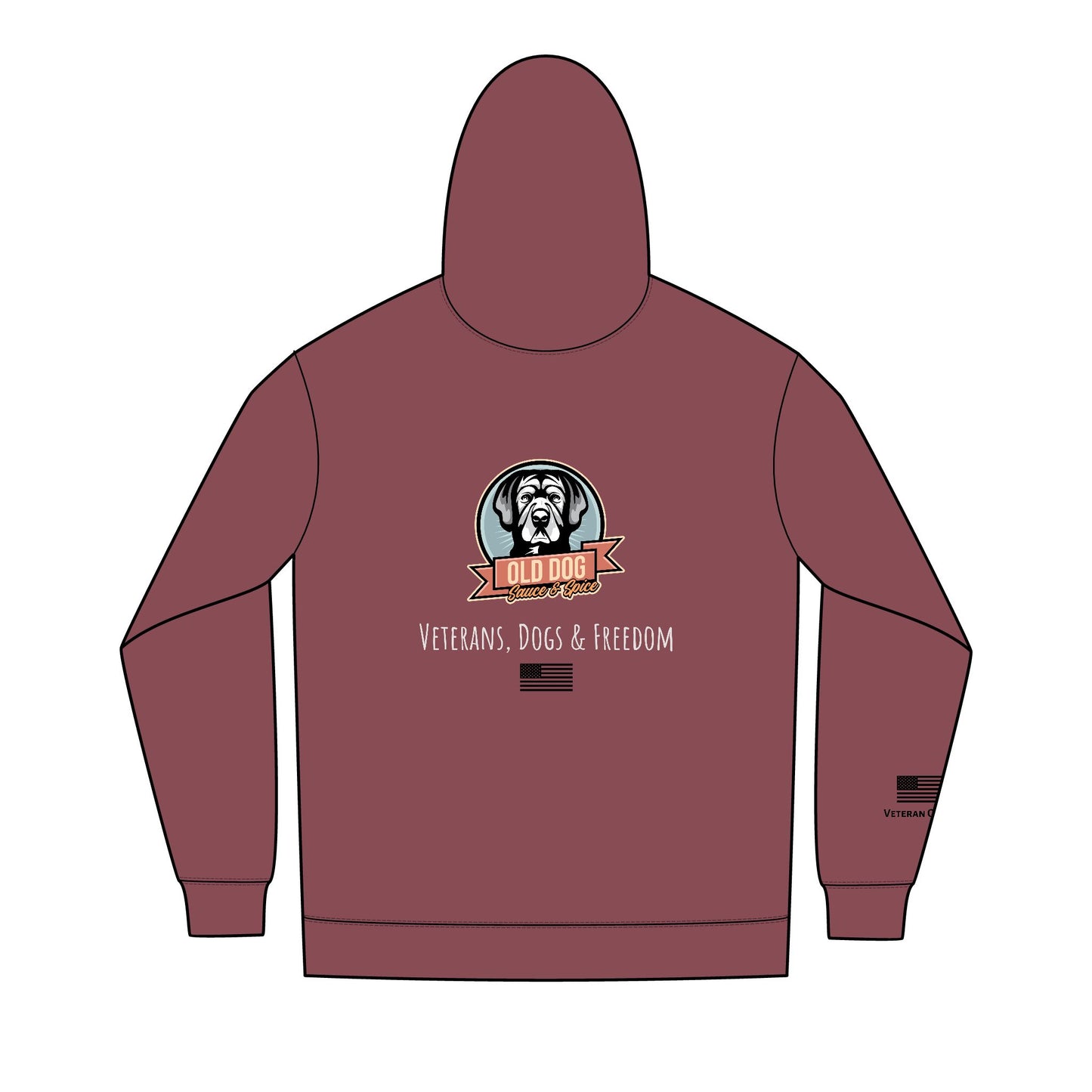 Men's Black Full-Zip Hoodie with Small Retro Logo — Re-Fleece™ Zip-Up