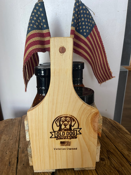 Old Dog Sauce & Spice Handcrafted 4-Sauce Gift Crate